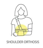 Shoulder orthosis icon in vector, linear illustration vector