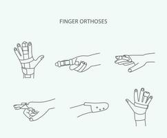 Finger orthoses, vector linear icon