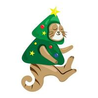 Merry christmas and happy new year cute cat cartoon. greeting card. funny xmas cartoon vector