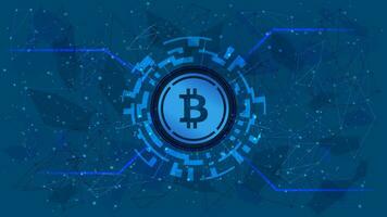 Wrapped Bitcoin WBTC token symbol of the DeFi project in a digital circle with a cryptocurrency theme on a blue background. Cryptocurrency icon. Decentralized finance programs. Copy space. Vector. vector