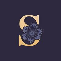 Floral alphabet S Logo with Flower. Initial Letter S Logo Template vector