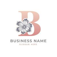 B Letter Logo with Flower. Floral B Logo Feminine Luxury Logo Design vector