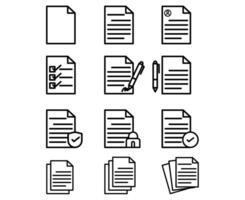 vector sencillo conjunto de documento icono conjunto en línea estilo