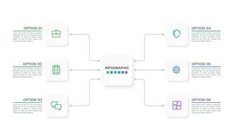 Business organization. Infographic 6 options design simple template. Vector illustration.