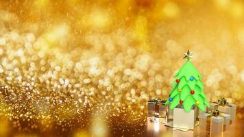 The Christmas tree and gift box for celebrate or holiday concept 3d rendering photo