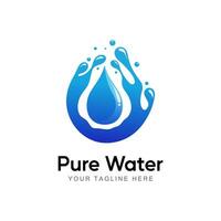 Water Drop Nature Logo Design Vector Template with water splashes