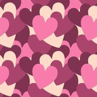 Valentines Day love pattern with red pink hearts. Wedding holiday background. vector