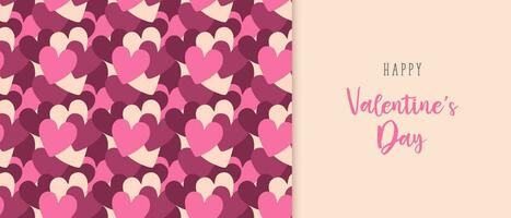 Happy Valentines Day banner pattern with hearts. Decor for Valentines Day, weddings. vector