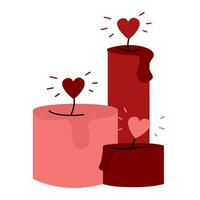 Romantic candles. Holiday candles on Valentine's day vector