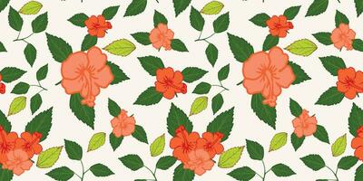 HIBISCUS ROSE VECTOR, FLORAL SEAMLESS PATTERN vector