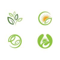 Logos of green Tree leaf ecology vector