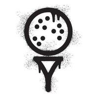 Golf ball graffiti with black spray paint vector