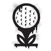 Golf ball graffiti with black spray paint vector