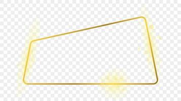 Gold glowing rounded trapezoid shape frame vector