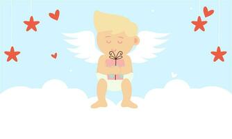 Cupids sky valentine day background vector