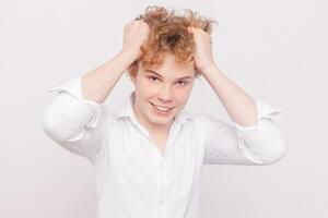 Portrait of young tender redhead teenage photo