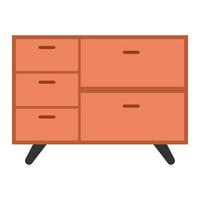 Wooden television cabinet flat illustration vector