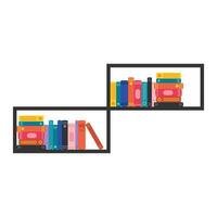 Shelf full of books flat illustration vector