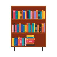 estante lleno de libros plano ilustración vector