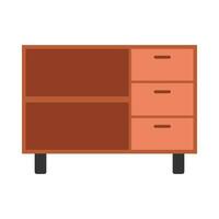 Wooden television cabinet flat illustration vector