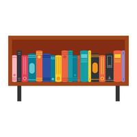 Shelf full of books flat illustration vector