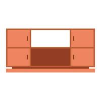 Wooden television cabinet flat illustration vector