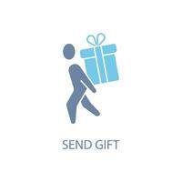 send gift concept line icon. Simple element illustration. send gift concept outline symbol design. vector