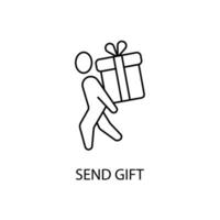 send gift concept line icon. Simple element illustration. send gift concept outline symbol design. vector