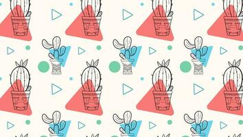 cactus seamless pattern, Seamless pattern with cute cactus on a summer background abstract. Vector illustration.