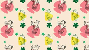 cactus seamless pattern, Seamless pattern with cute cactus on a summer background abstract. Vector illustration.