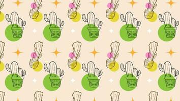 cactus seamless pattern, Seamless pattern with cute cactus on a summer background abstract. Vector illustration.