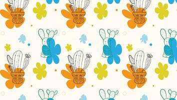 cactus seamless pattern, Seamless pattern with cute cactus on a summer background abstract. Vector illustration.