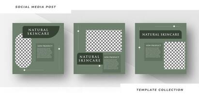 Natural skincare Makeup Salon square banner beauty and spa skincare collection Square Flyer Template Design. Pro Vector