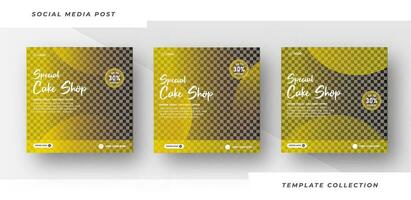 Cake shop menu banner social media post template design. Suitable for Social Media Post Restaurant menu banner social media post. vector