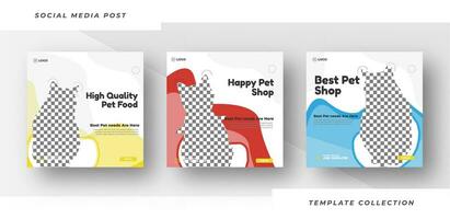 Pet food shop banner for social media post template. Pro Vector