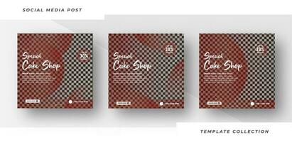 Cake shop menu banner social media post template design. Suitable for Social Media Post Restaurant menu banner social media post. vector