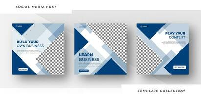 Learn business Online Webinar Social Media Post Set , Corporate Business Promotion Banner, Square Flyer Design Template. Pro Vector