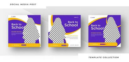 Back to school admission promotion template design, School admission social media post banner design squares background education. Pro Vector