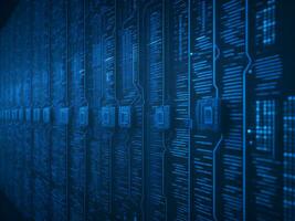 AI generated Blue digital binary data on computer screen background. binary code background . abstract blue background photo