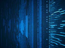 AI generated Blue digital binary data on computer screen background. binary code background . abstract blue background photo