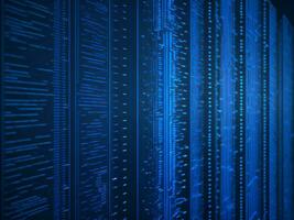 AI generated Blue digital binary data on computer screen background. binary code background . abstract blue background photo