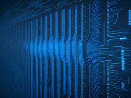 AI generated Blue digital binary data on computer screen background. binary code background . abstract blue background photo