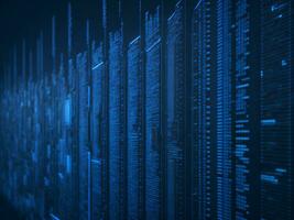 AI generated Blue digital binary data on computer screen background. binary code background . abstract blue background photo