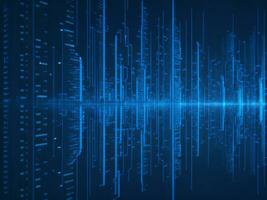 AI generated Blue digital binary data on computer screen background. binary code background . abstract blue background photo