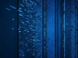 AI generated Blue digital binary data on computer screen background. binary code background . abstract blue background photo