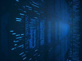AI generated Blue digital binary data on computer screen background. binary code background . abstract blue background photo