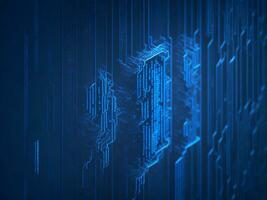 AI generated Blue digital binary data on computer screen background. binary code background . abstract blue background photo
