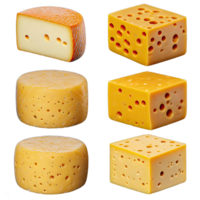 AI generated set of Cheeses isolated on transparent background png