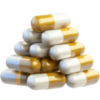 Pill capsule stack isolated on transparent background. AI Generated png