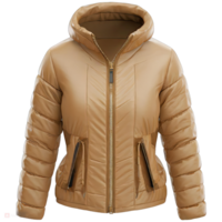 AI generated Women's down jacket beige isolated on transparent background png